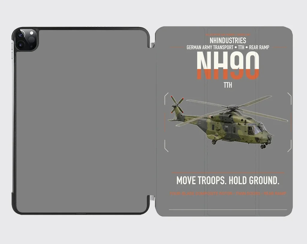 NHIndustries NH90 TTH design on gray ipad tablet case