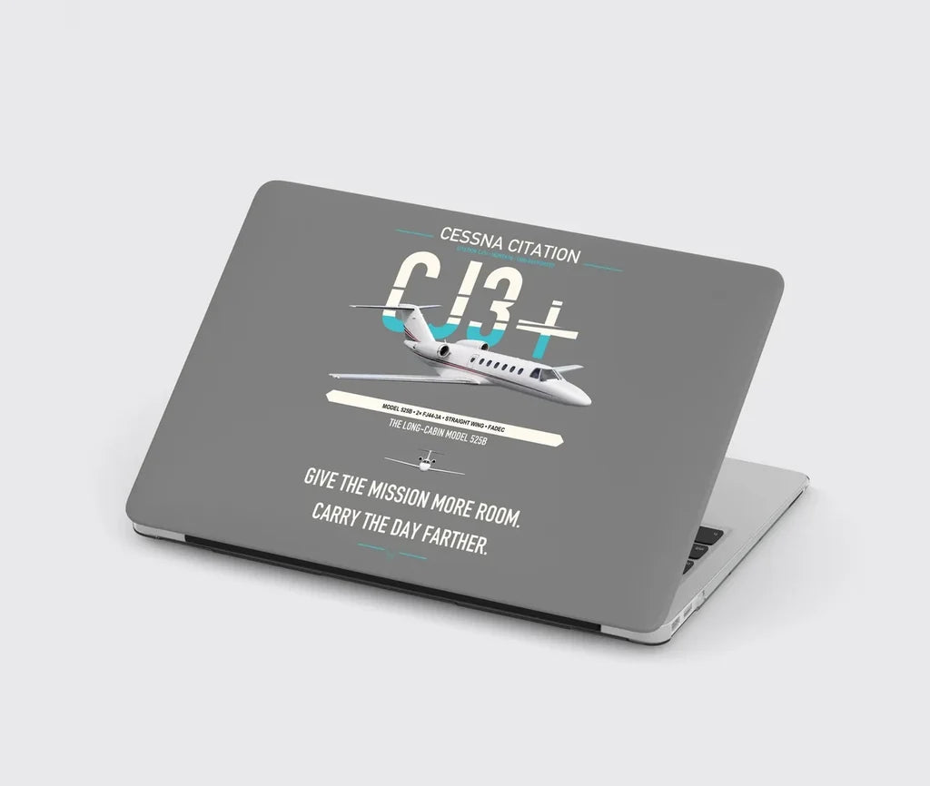 Cessna Citation CJ3+ design on gray MacBook case