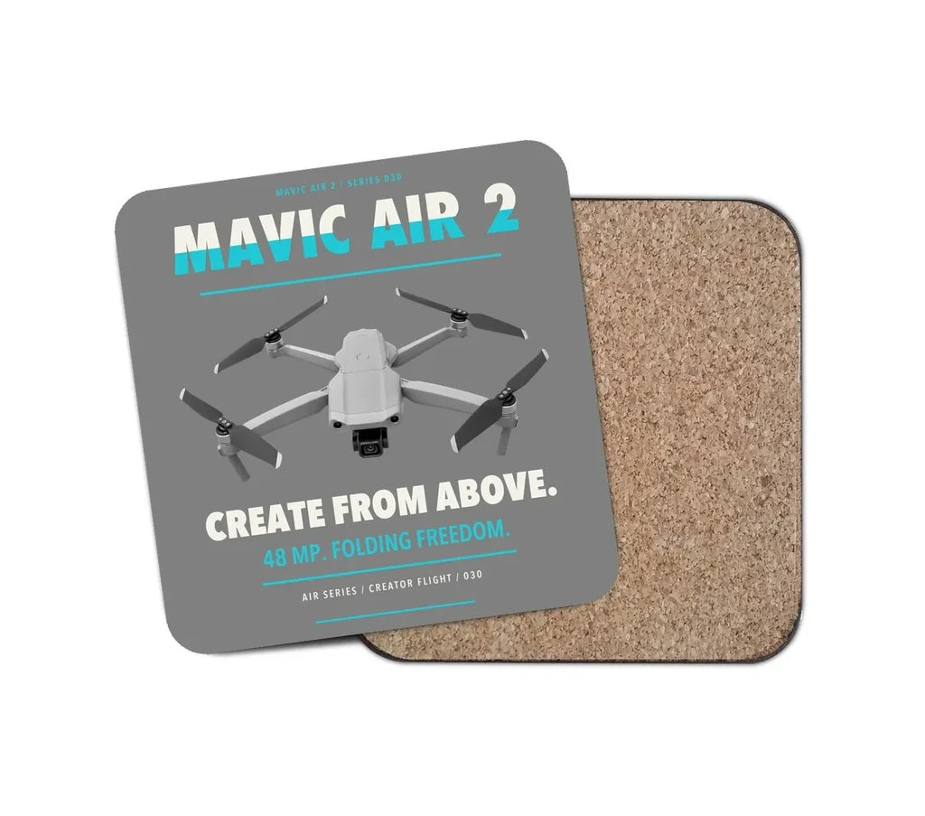 DJI Mavic Air 2 design on gray 1 piece coaster