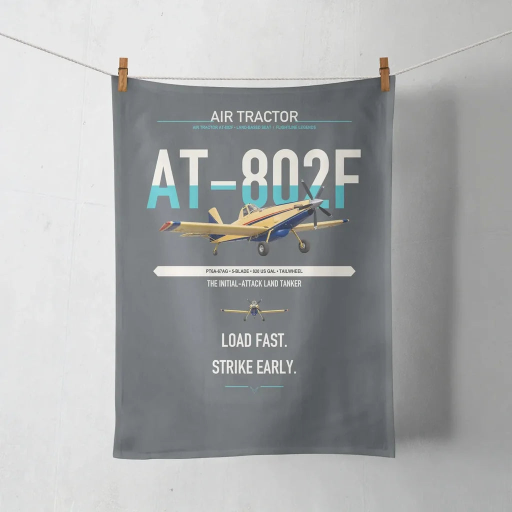 Air Tractor AT-802F design on gray towel