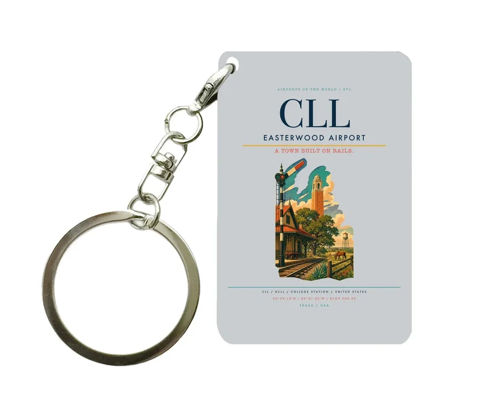 Easterwood Airport (CLL) design on light gray key chain