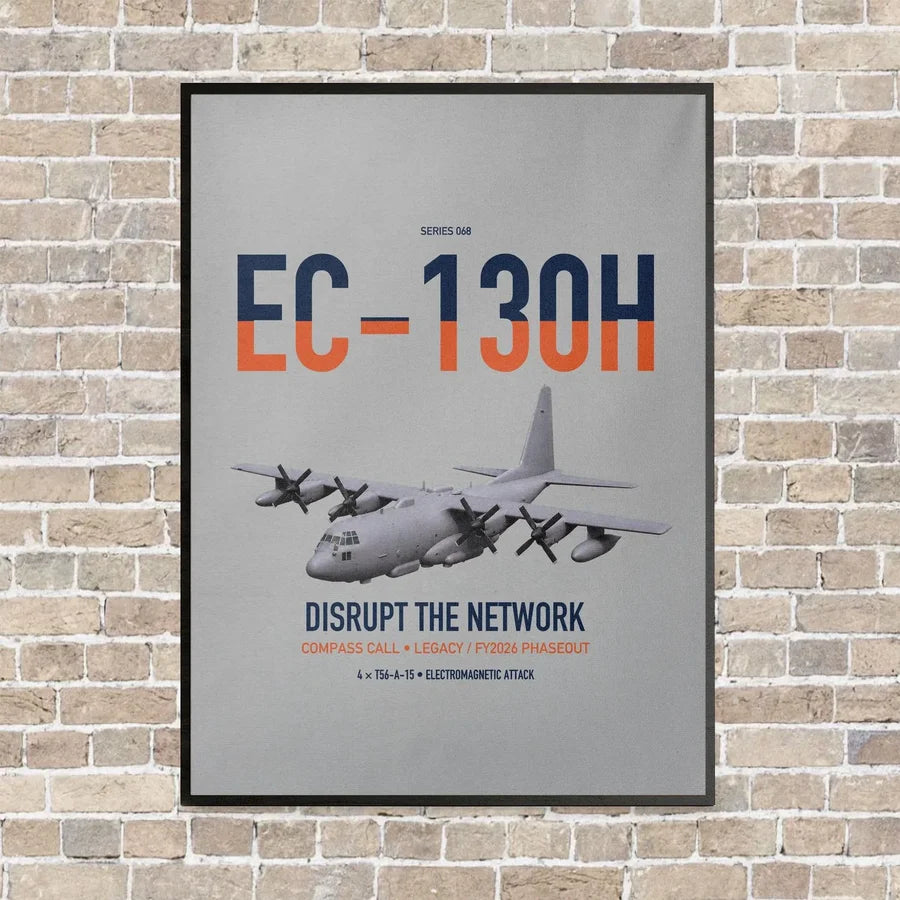 EC-130H Compass Call vertical canvas print - framed - light gray background