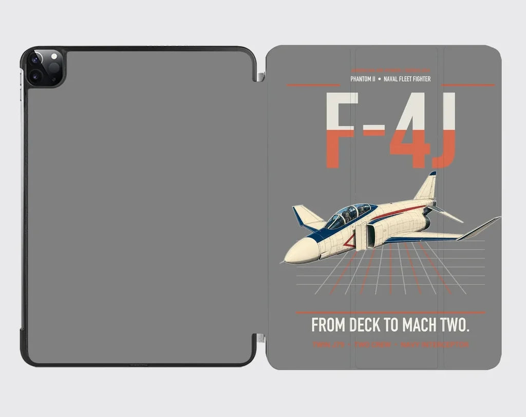 F-4J Phantom II design on gray ipad tablet case
