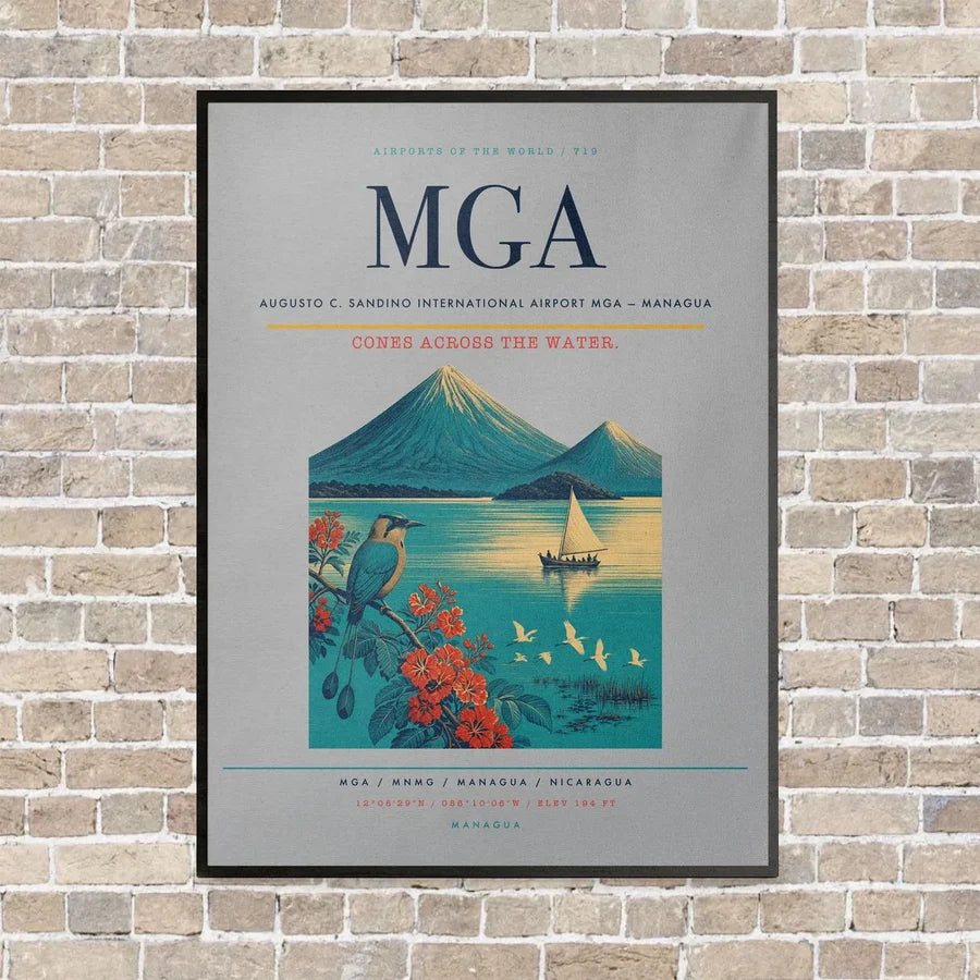 Augusto C. Sandino International Airport MGA — Managua vertical canvas print - framed - light gray background