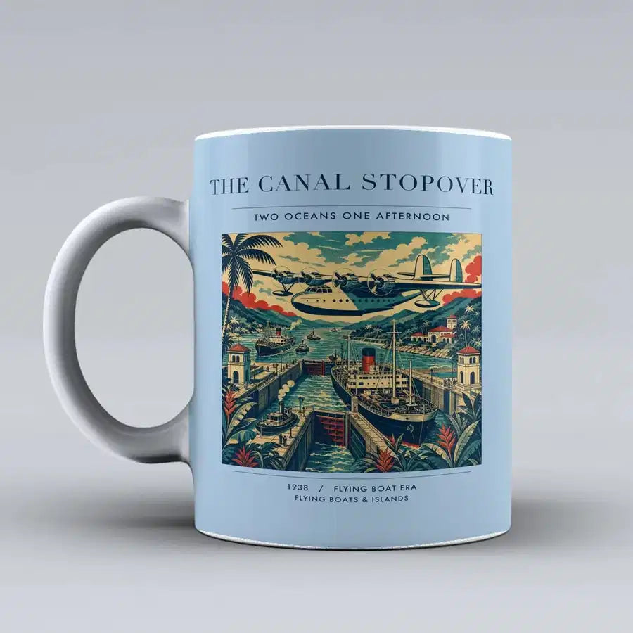 VINTAGE G4077 - The Canal Stopover - Ceramic Mug design on lightblue