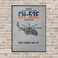 Thumbnail for Sikorsky CH-53E Super Stallion vertical canvas print - framed - light gray background