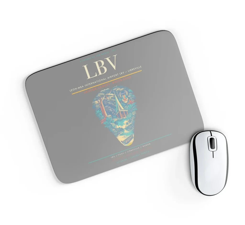 Leon-Mba International Airport (LBV) design on gray rectangle mouse pad
