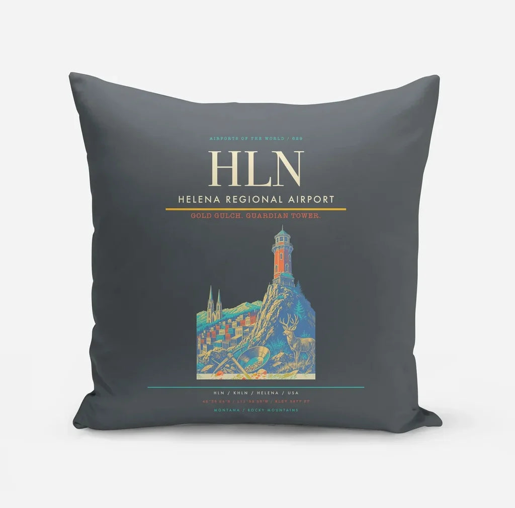 Helena Regional Airport (HLN) design on gray pillow
