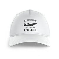 Thumbnail for Get High Every Day Sleep With A Pilot printed hat - white