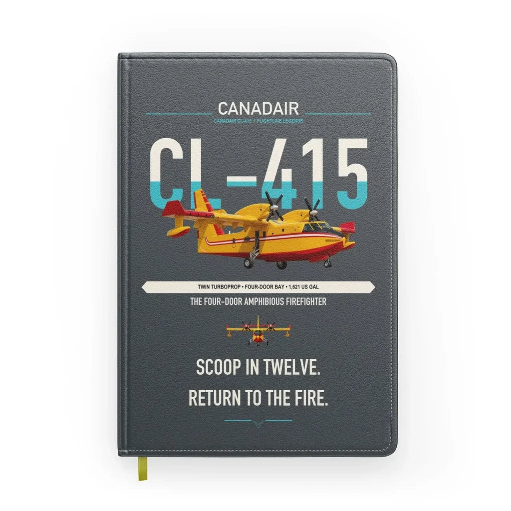 Canadair CL-415 design on gray notebook