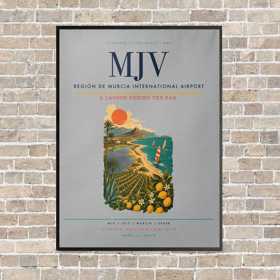Región de Murcia International Airport MJV vertical canvas print - framed - light gray background