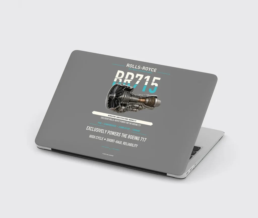 BR715 design on gray MacBook case