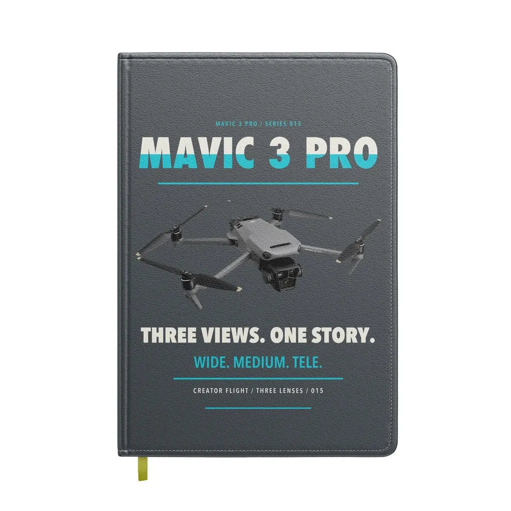 DJI Mavic 3 Pro design on gray notebook