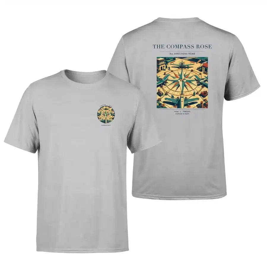 VINTAGE G4139 - The Compass Rose - Double-Side T-Shirt design on lightgray double side t shirt