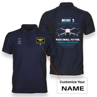 Thumbnail for DJI Mini 3 design on navy blue polo with custom name badge