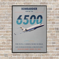Thumbnail for Bombardier Global 6500 vertical canvas print - framed - light gray background
