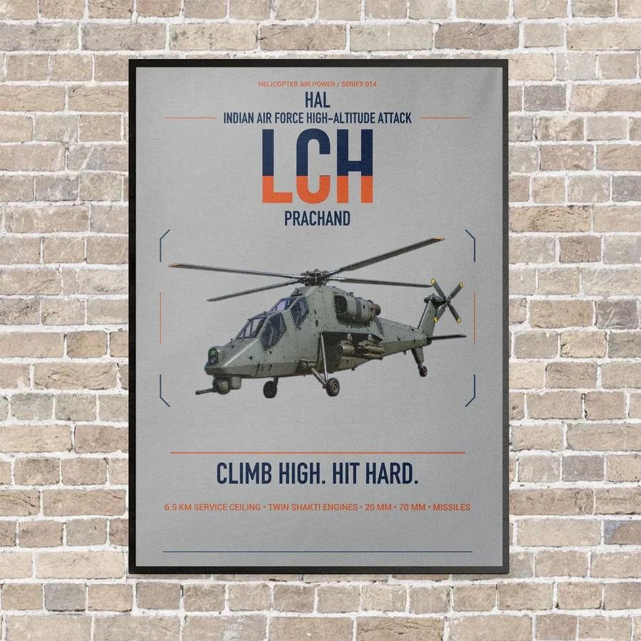 HAL LCH Prachand vertical canvas print - framed - light gray background