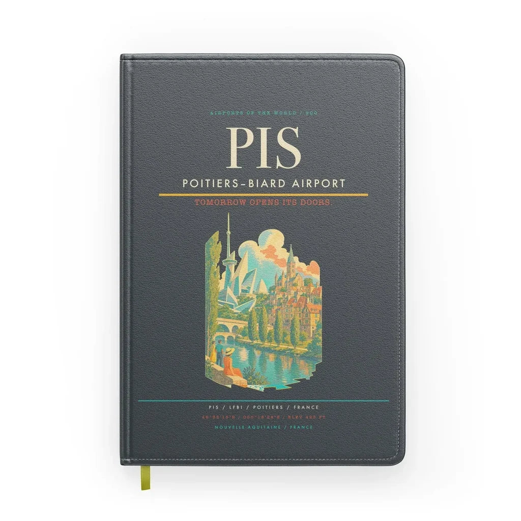 Poitiers–Biard Airport (PIS) design on gray notebook