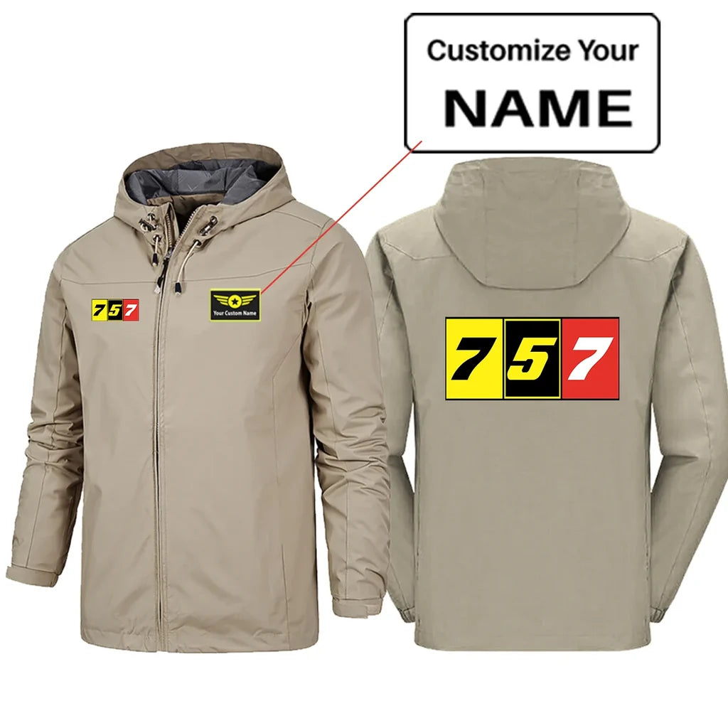 Flat Colourful 757 Designed Rain Jackets & Windbreakers - view 11