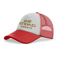 Thumbnail for Etihad Airways Airlines aviation design printed on red trucker cap