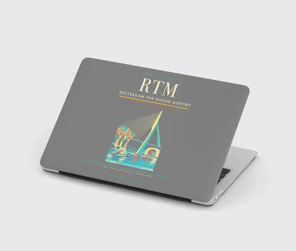Rotterdam The Hague Airport (RTM) design on gray MacBook case