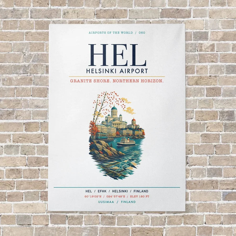 Helsinki Airport HEL vertical canvas print - no frame - white background