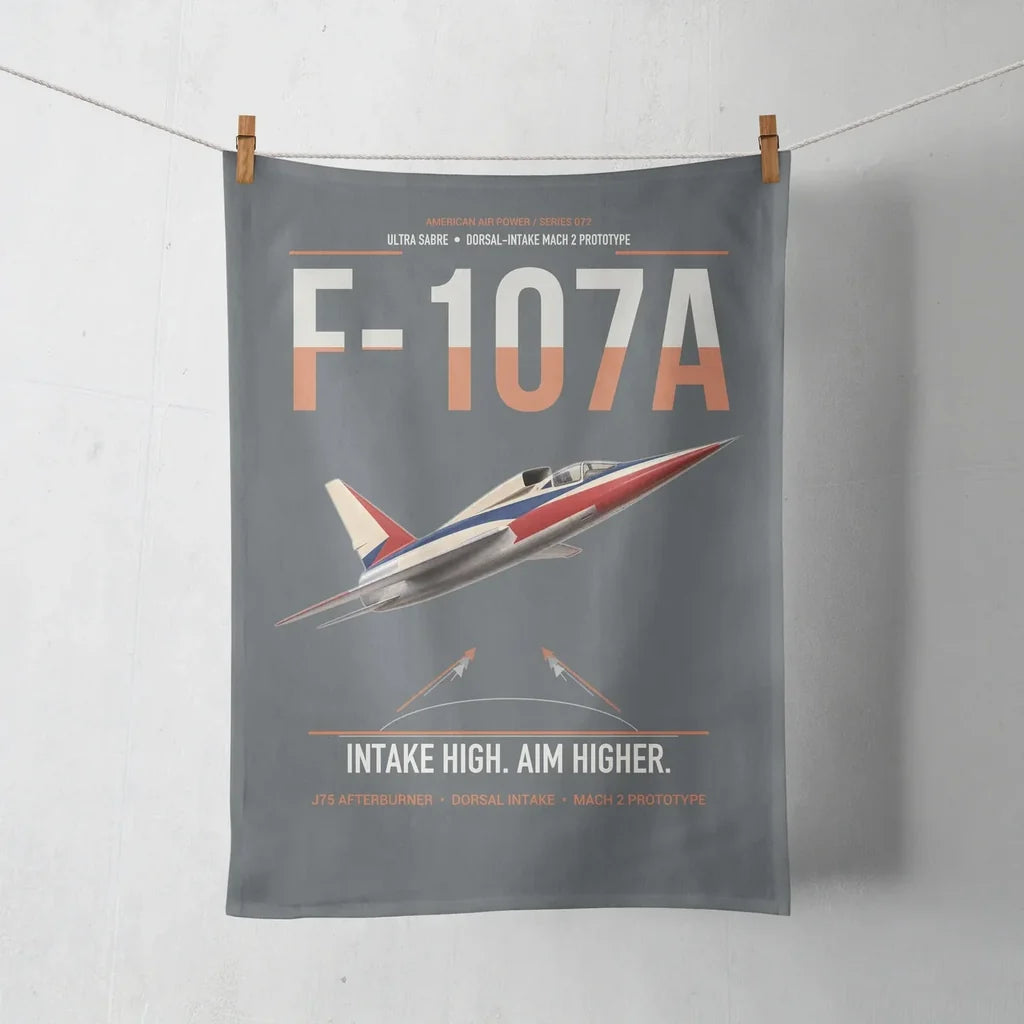 F-107A Ultra Sabre design on gray towel