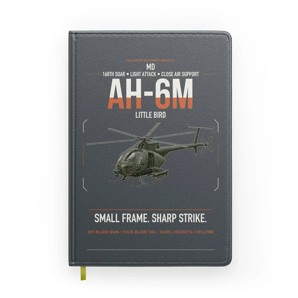 MD AH-6M Little Bird design on gray notebook