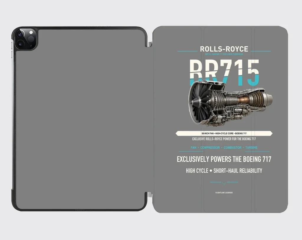 BR715 design on gray ipad tablet case