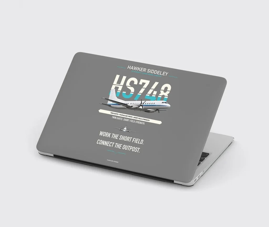 Hawker Siddeley HS 748 Series 2A design on gray MacBook case