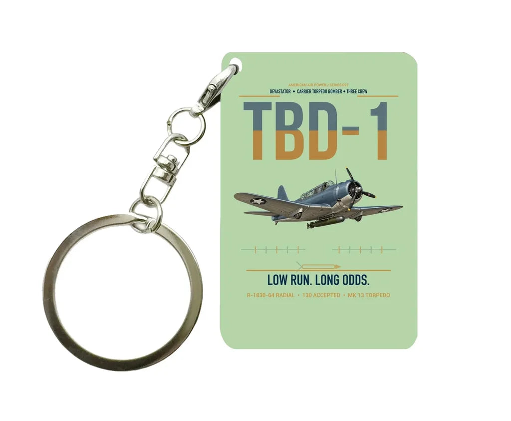 TBD-1 Devastator design on light green designed key chain, double-side print