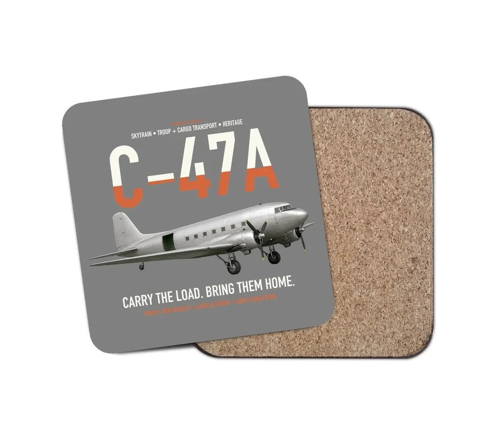 C-47A Skytrain design on gray 1 piece coaster