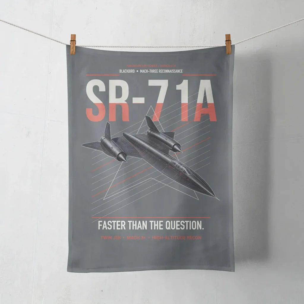 SR-71A Blackbird design on gray towel