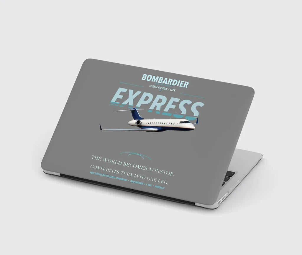 Bombardier Global Express design on gray MacBook case