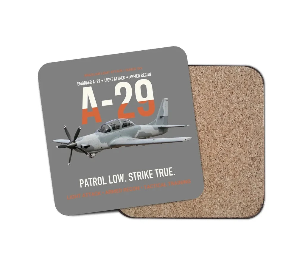 A-29 Super Tucano Light Attack design on gray 1 piece coaster