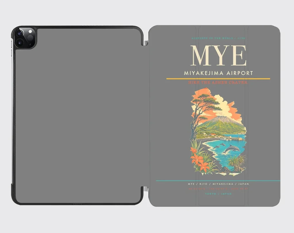 Miyakejima Airport (MYE) design on gray ipad tablet case