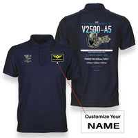 Thumbnail for V2500-A5 design on navy blue polo with custom name badge