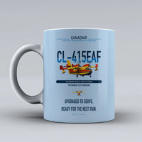 Thumbnail for Canadair CL-415EAF design on light blue ceramic mug, double-side print