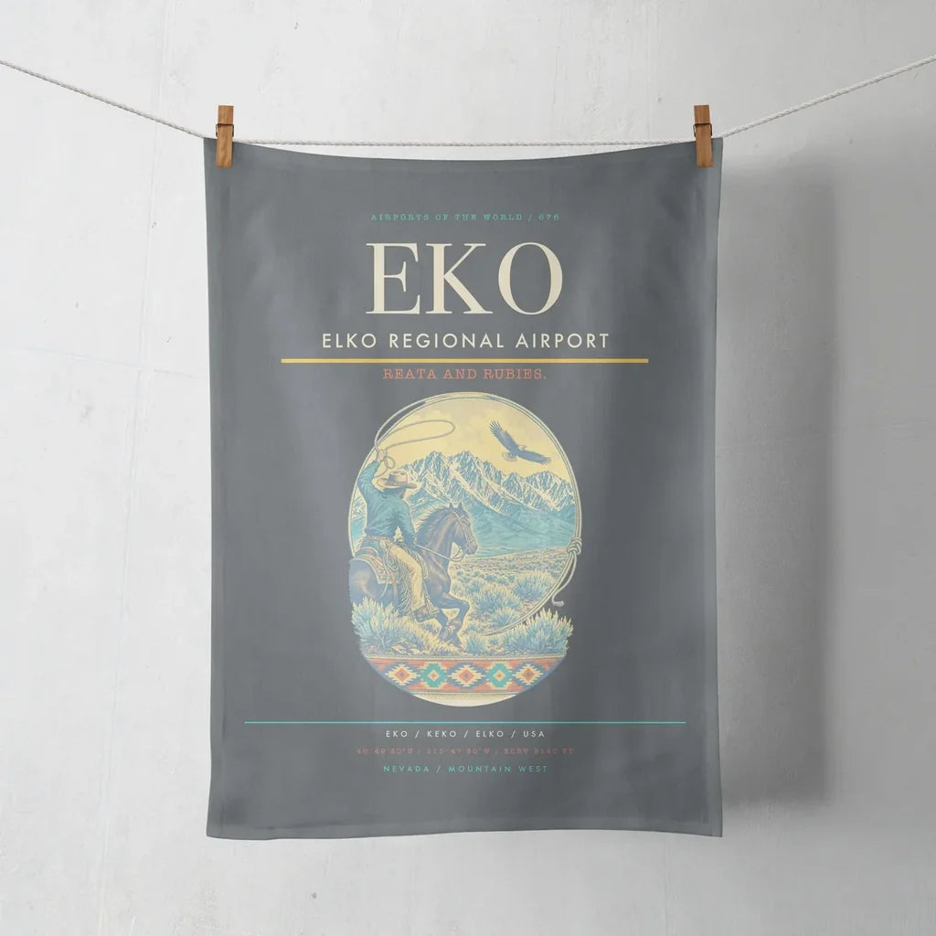 Elko Regional Airport (EKO) design on gray towel