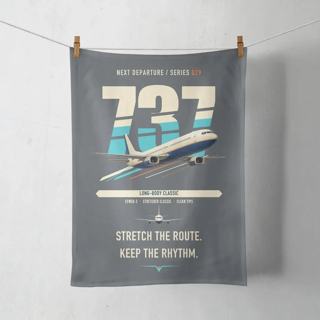 Boeing 737-400 Classic design on gray towel