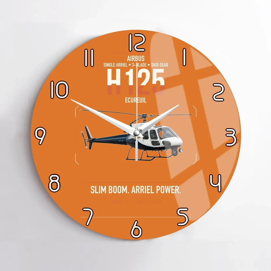 Airbus H125 design on orange no frame wall clock