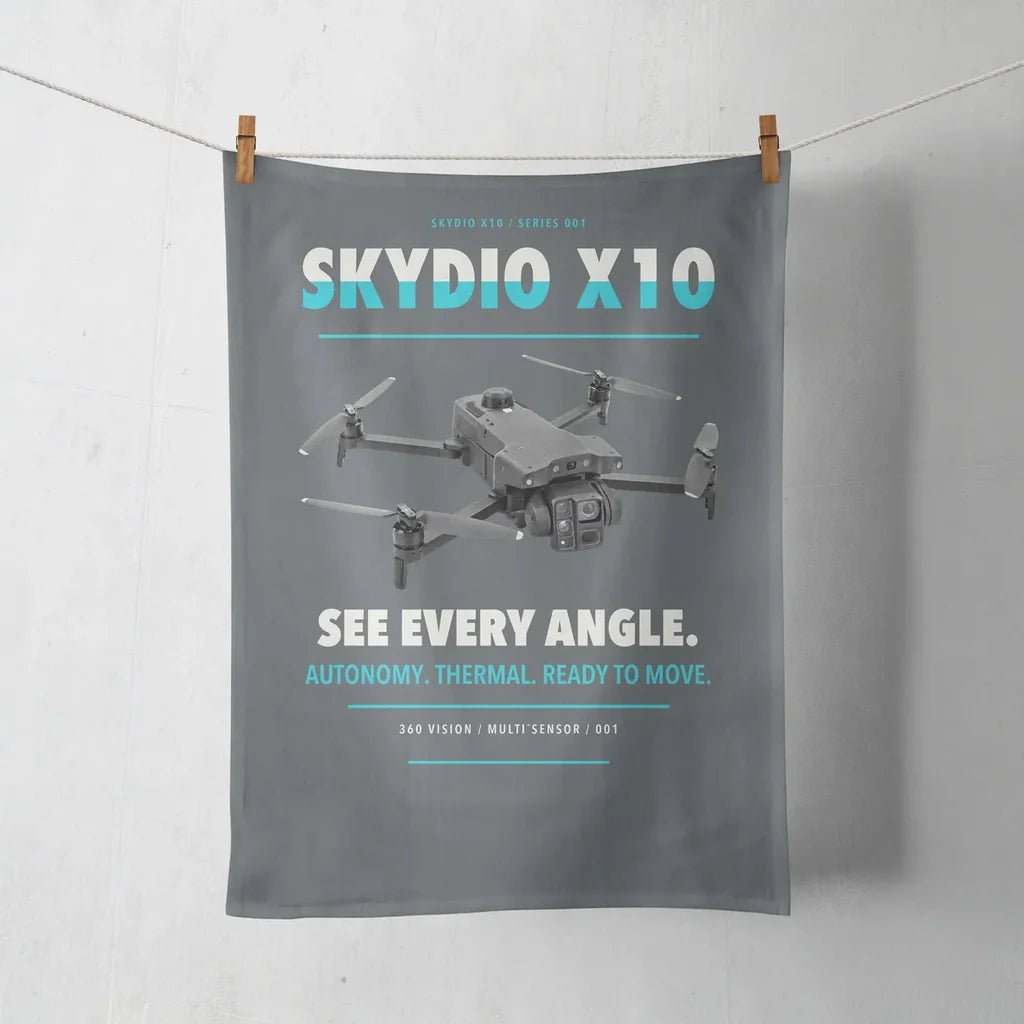 Skydio X10 design on gray towel