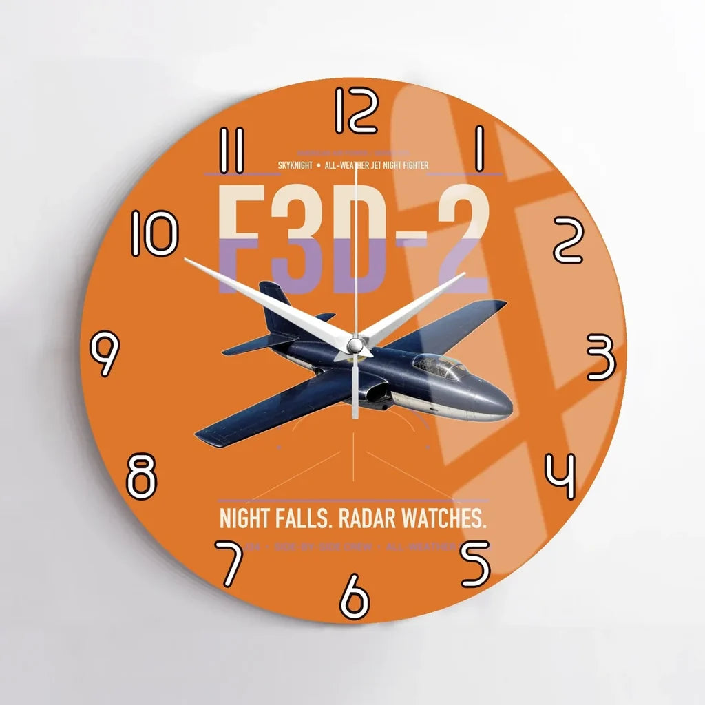 F3D-2 Skyknight design on orange no frame wall clock