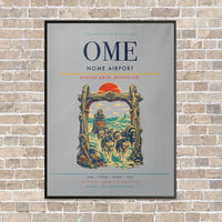 Thumbnail for Nome Airport OME vertical canvas print - framed - light gray background