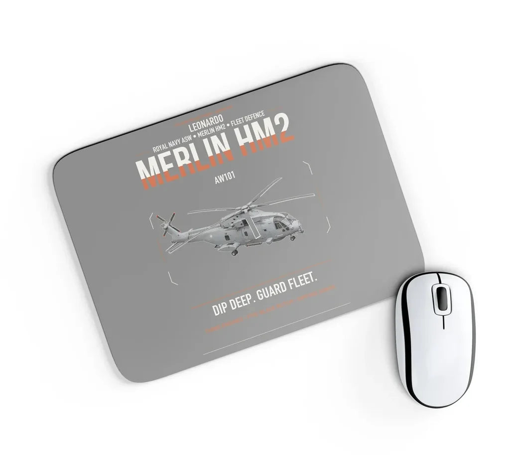 Leonardo AW101 Merlin HM2 design on gray rectangle mouse pad