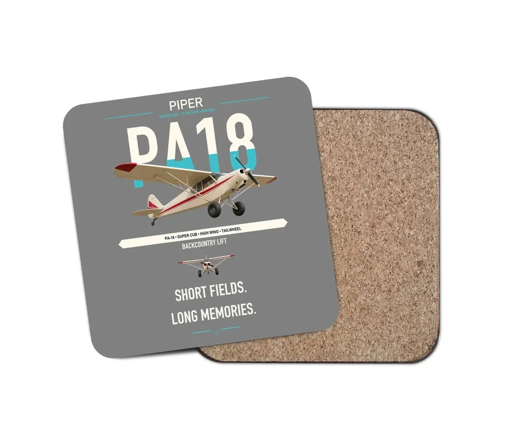 Piper PA-18 Super Cub design on gray 1 piece coaster