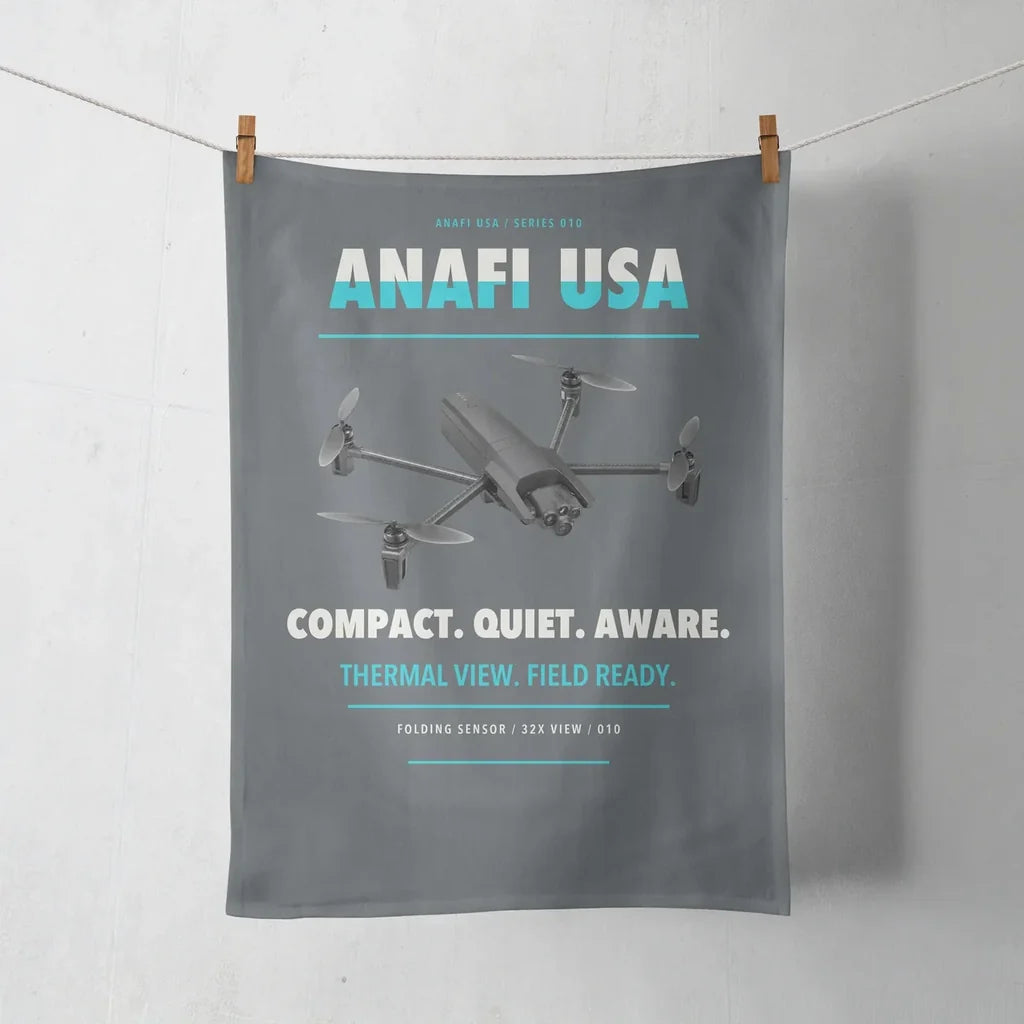Parrot ANAFI USA design on gray towel