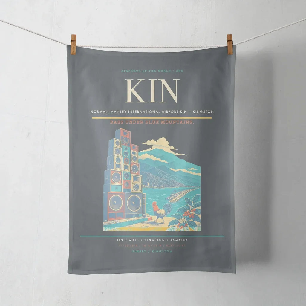 Norman Manley International Airport (KIN) design on gray towel