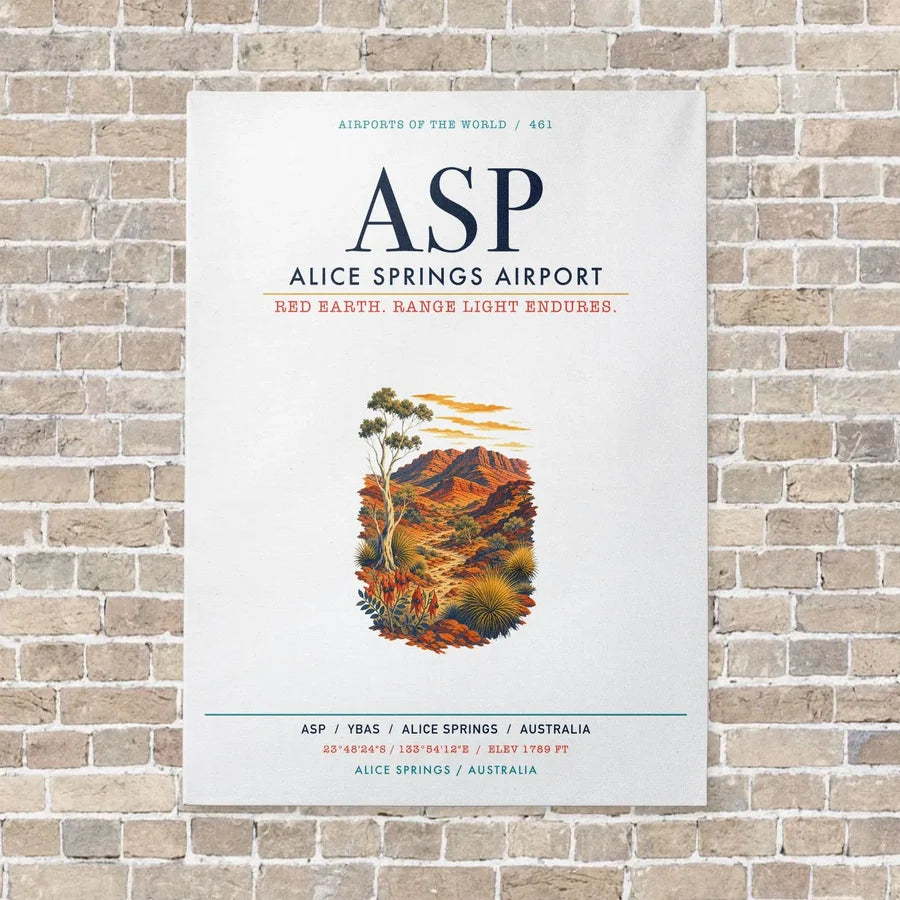 Alice Springs Airport ASP vertical canvas print - no frame - white background