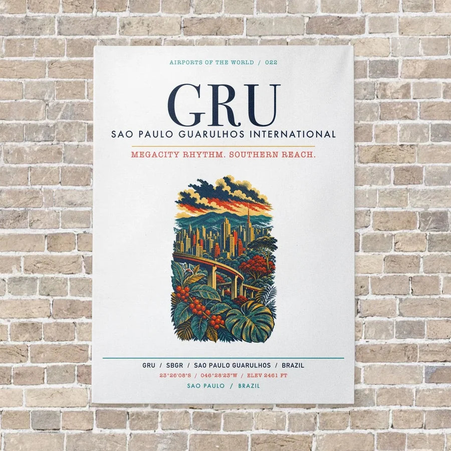 Sao Paulo Guarulhos International Airport GRU vertical canvas print - no frame - white background